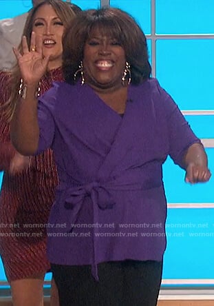 Sheryl's purple tie waist top on The Talk