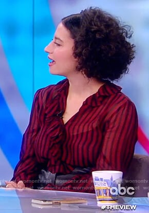 Ilana Glazer's red stripe ruffle blouse on The View