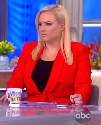 Meghan's red tie blazer and pants  on The View