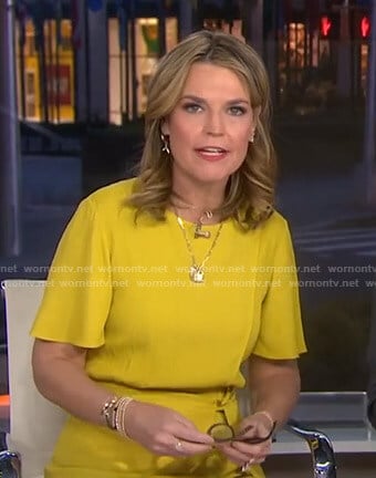 Savannah's yelllow wrap belted dress on Today