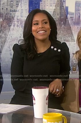 Sheinelle's black dress with pearl buttons on Today