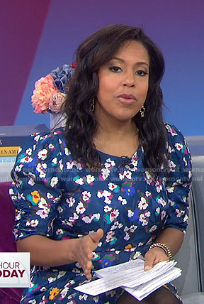 Sheinelle's blue floral ruched dress on Today