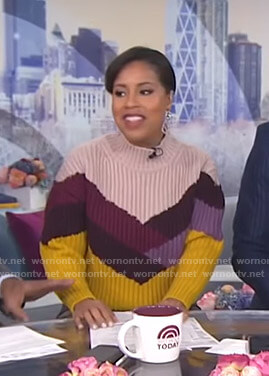 Sheinelle's colorblock ribbed sweater on Today