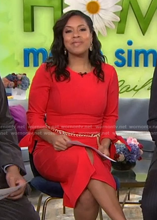 Sheinelle's red tie-sleeve dress on Today