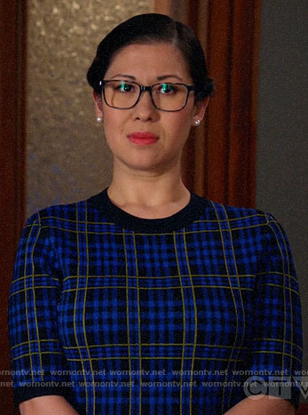 Sherri's blue plaid dress on All Rise