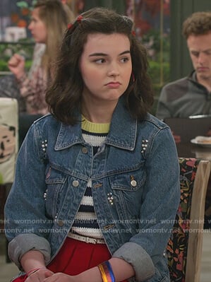 Hannah's striped crochet sweater on Alexa & Katie