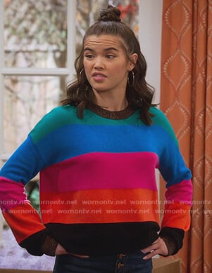 Alexa's stripe sweater and jeans on Alexa & Katie