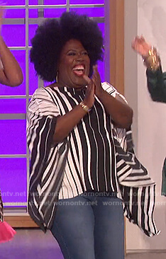 Sheryl's striped asymmetric top on The Talk