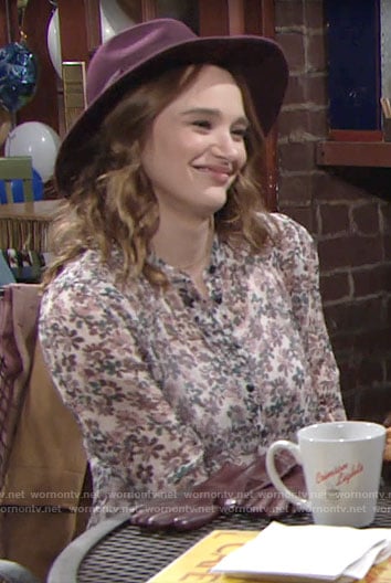 Summer's floral button front top on The Young and the Restless