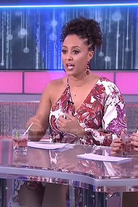 Tamera's floral asymmetric dress on The Real