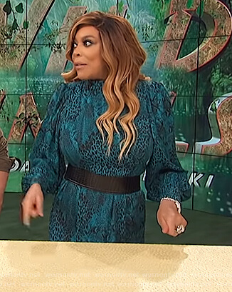 Wendy's green snakeskin print maxi dress on The Wendy Williams Show