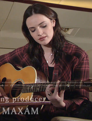 Tessa's red plaid shirtdress on The Young and the Restless