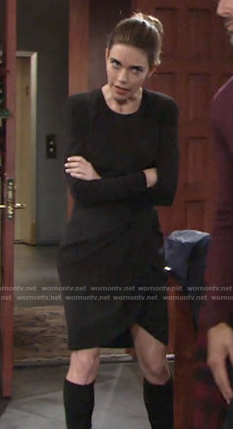 Victoria's black long sleeved dress on The Young and the Restless