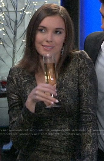 Willow's metallic long sleeve dress on General Hospital