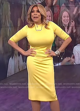 Wendy's yellow midi dress on The Wendy Williams Show