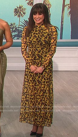 Marie's yellow printed long sleeve dress on The Talk