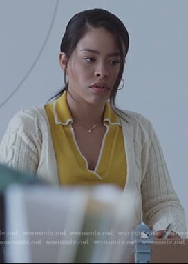 Mariana's yellow tipped sweater on Good Trouble
