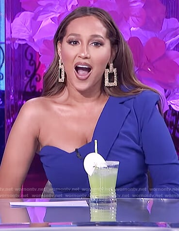 Adrienne's blue one shoulder blazer on The Real