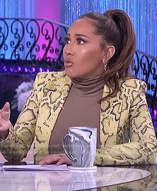 Adrienne's yellow snakeskin blazer and pants on The Real