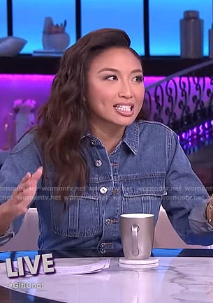 Jeannie's denim belted jumpsuit on The Real