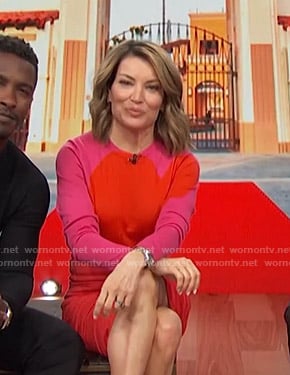 Kit's pink and red heart sweater on Access Hollywood
