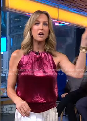 Lara's red velvet sleeveless top on Good Morning America