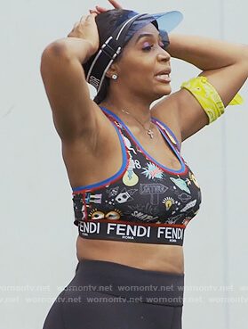 Marlo Hampton's black printed sports bra on The Real Housewives of Atlanta