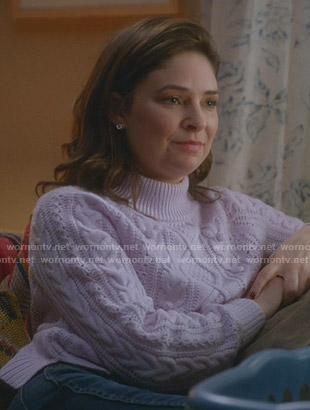 Taylor's lilac cable knit sweater on Bull