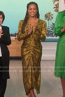 Eve's yellow tiger stripe dress on The Talk