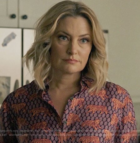 Alice's tiger print button down top on Riverdale