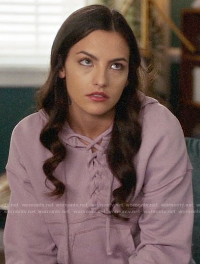Allegra's purple lace-up hoodie on The Flash