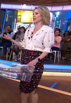 Amy's white floral top and ruched skirt on Good Morning America