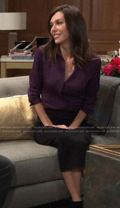 Anna's purple button down blouse on General Hospital