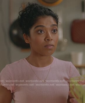 Chelsea's purple heart pointelle top  on Kims Convenience