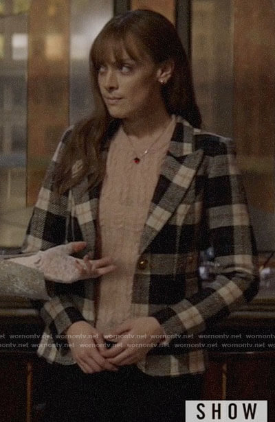 Beth's pink cable knit sweater and plaid blazer on Batwoman