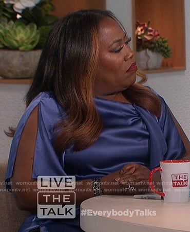 Sheryl's blue satin top on The Talk