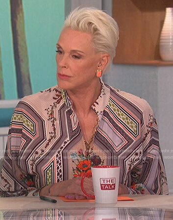 Brigitte Nielsen's floral panel print dress on The Talk