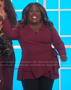 Sheryl's red knit wrap top on The Talk