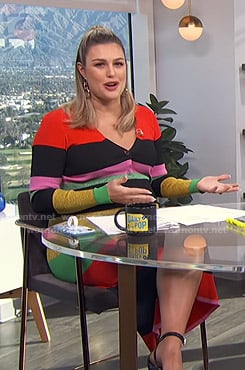 Carissa's multicolor striped knit dress on E! News Daily Pop