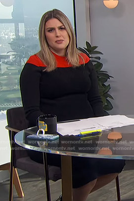Carissa's red and black colorblock knit dress on E! News Daily Pop
