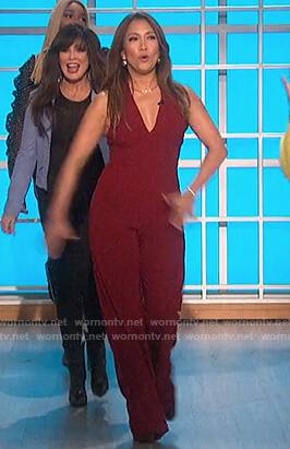 Carrie's red sleeveless jumpsuit on The Talk