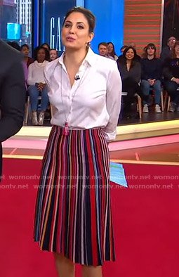 Cecilia's multicolor striped skirt on Good Morning America