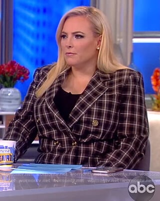 Meghan's double breasted check blazer and pants on The View