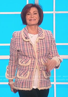 Sharon's tweed check blazer on The Talk
