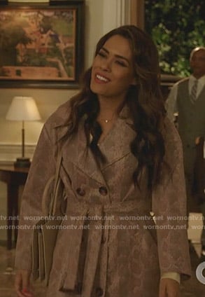 Cristal's pink snakeskin print coat on Dynasty