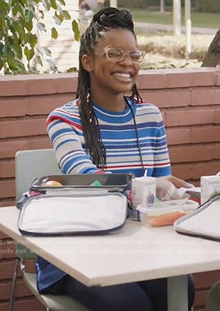Diane's blue stripe ribbed top on Black-ish