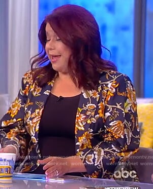 Ana's black floral print jacket on The View