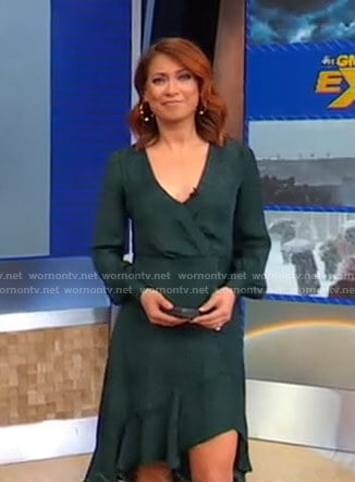 Ginger's green asymmetric wrap dress on Good Morning America