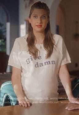 Nomi's white Give a Damn tee on Grown-ish
