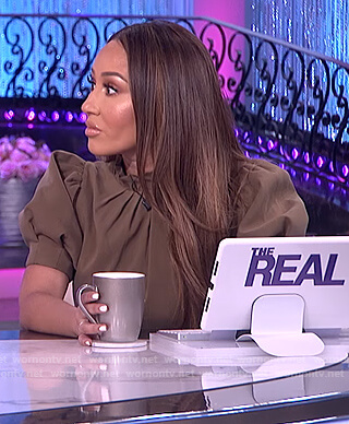 Adrienne's green puff sleeve dress on The Real